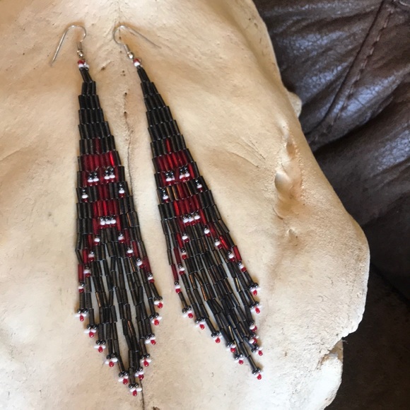 Jewelry - Native Style Beaded Drop Wire Pierced Earrings